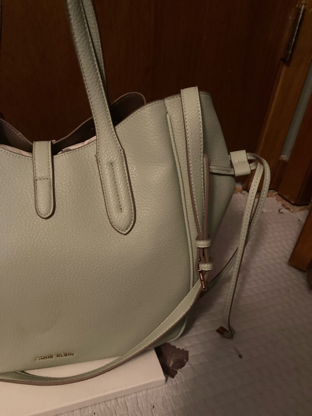 Anne Klein Mint Green Tote with Removable Brown Pouch - Picture 10 of 15